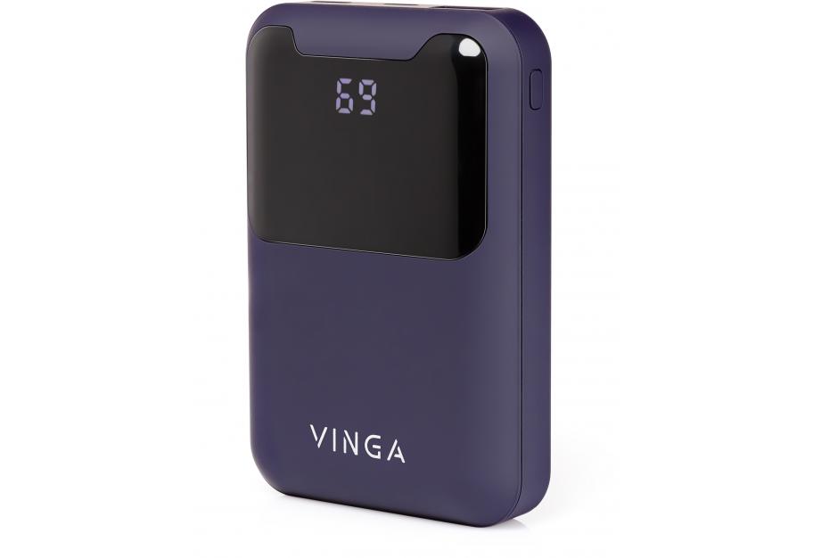 Universal Battery Vinga 10000 mAh Display soft touch purple (BTPB0310LEDROP)