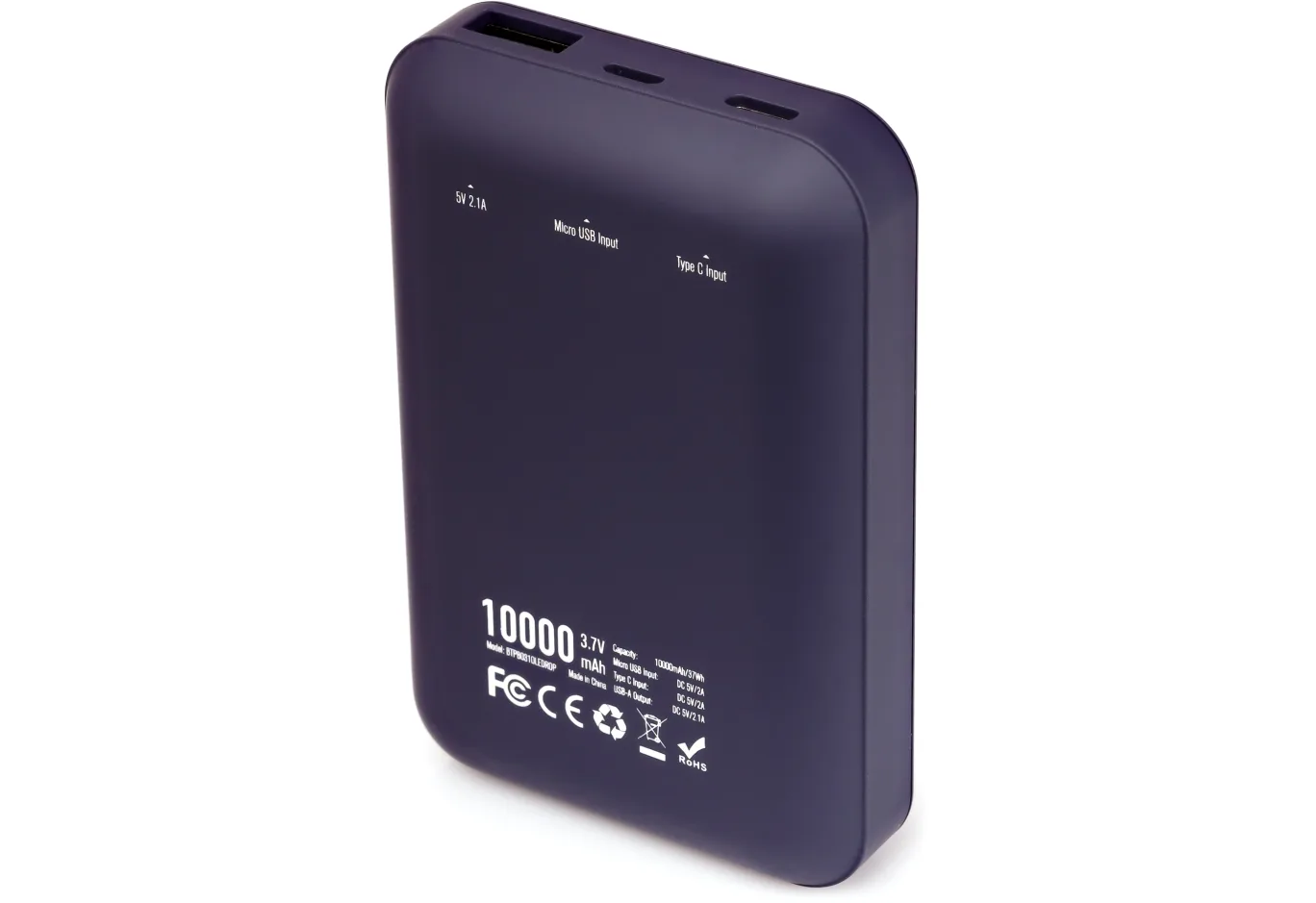 Батарея універсальна Vinga 10000 mAh Display soft touch purple (BTPB0310LEDROP)