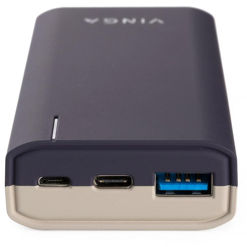 Батарея універсальна Vinga 10000 mAh soft touch purple (BTPB3810QCROP)