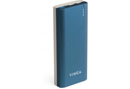 Батарея універсальна Vinga 10000 mAh soft touch blue (BTPB3810QCROBL)