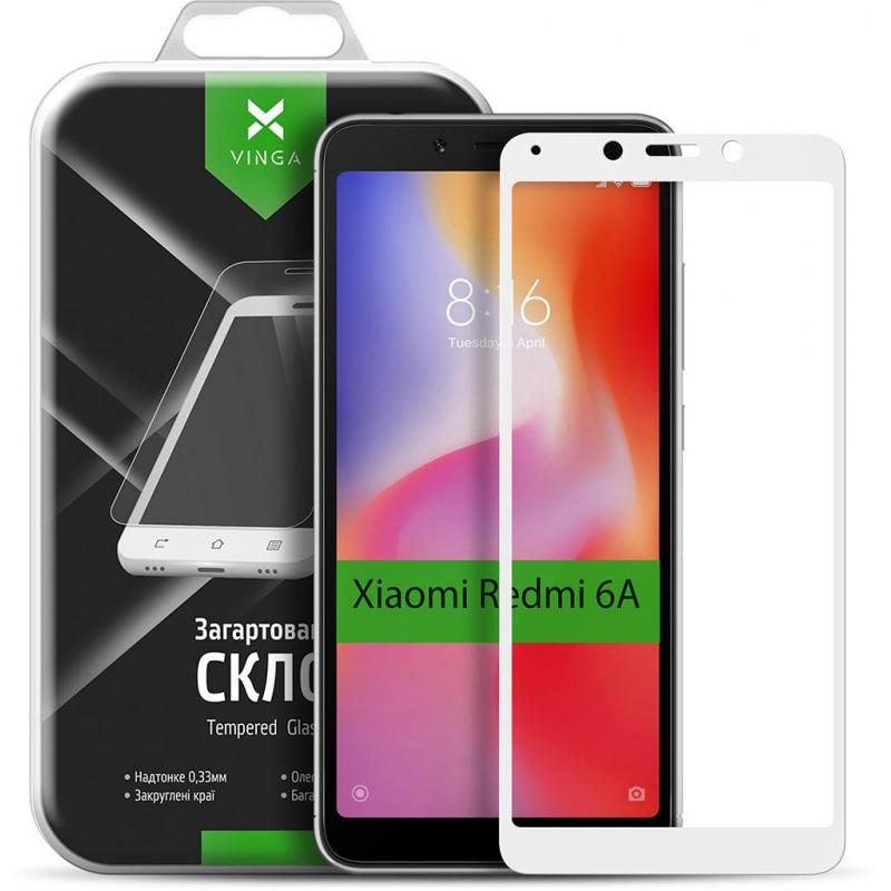 Скло захисне Vinga для Xiaomi Redmi 6A (White) (VTPGS-R6AW)