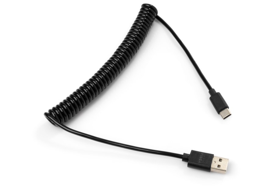 Дата кабель USB 2.0 AM to USB-C 1.8m Spring black Vinga (VCPDCTCS1.8BK)