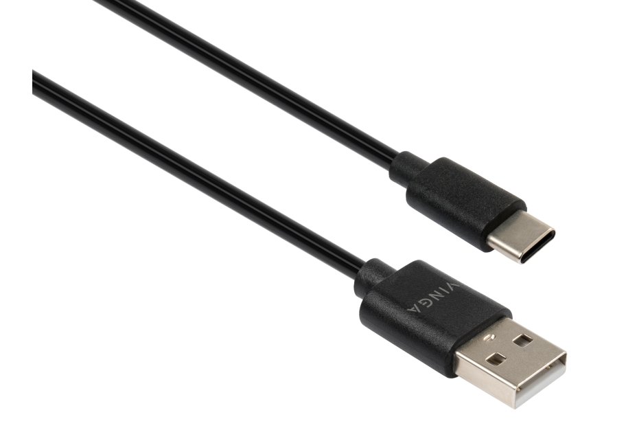 Дата кабель USB 2.0 AM to USB-C 1.8m Spring black Vinga (VCPDCTCS1.8BK)