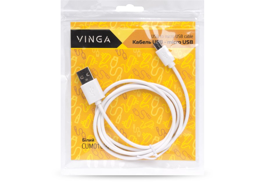 Data cable USB 2.0 AM to Micro 5P 1.0m Rainbow M White Vinga (CUM0100WH)