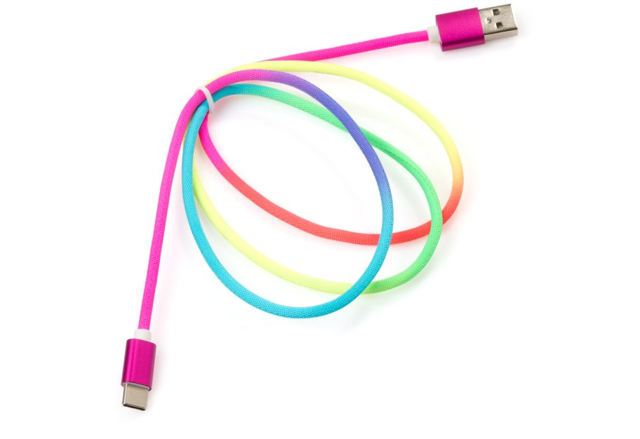 Дата кабель USB 2.0 AM to USB-C 1.0m rainbow nylon Vinga (VCPDCTCCOLNB1RS)