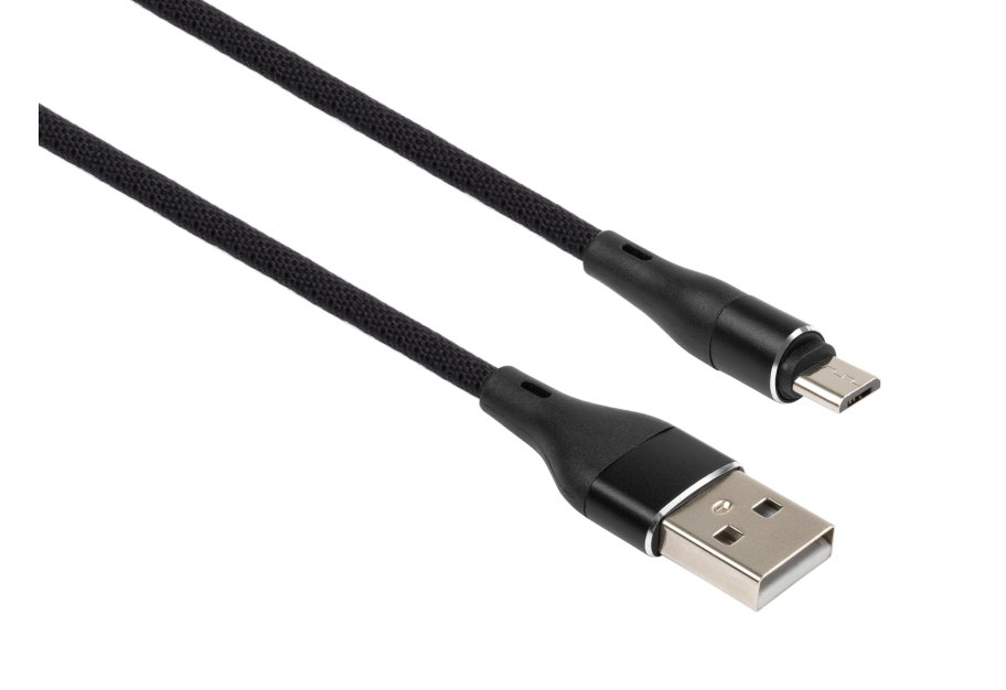 Дата кабель USB 2.0 AM to Micro 5P 1.0m cylindric nylon black Vinga (VCPDCMCANB1BK)