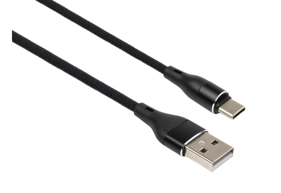 Дата кабель USB 2.0 AM to USB-C 1.0m cylindric nylon back Vinga (VCPDCTCCANB1BK)