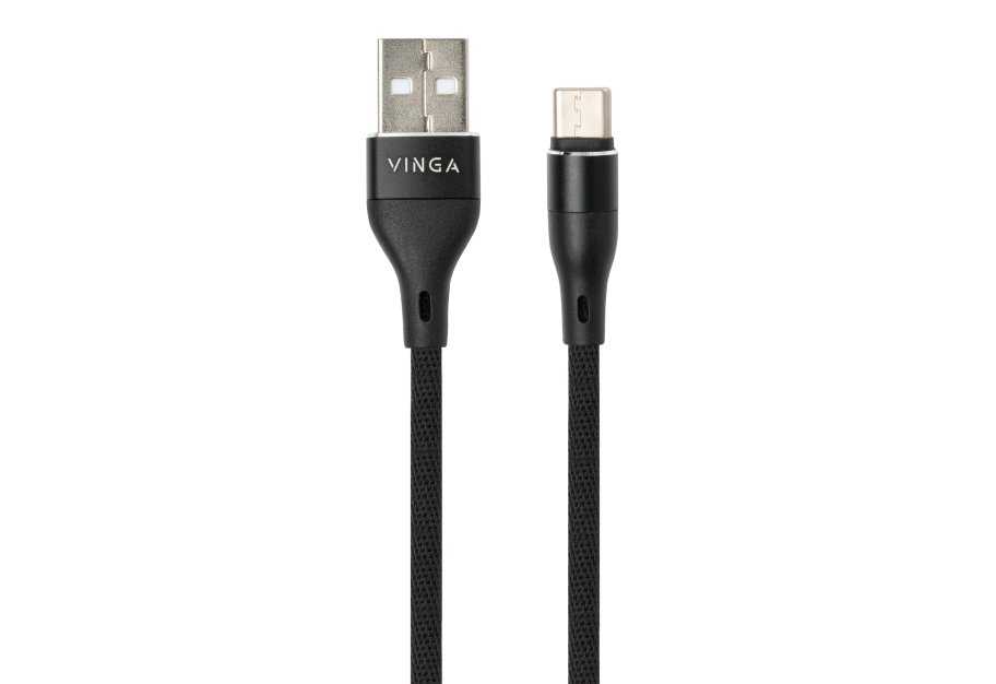 Дата кабель USB 2.0 AM to USB-C 1.0m cylindric nylon back Vinga (VCPDCTCCANB1BK)