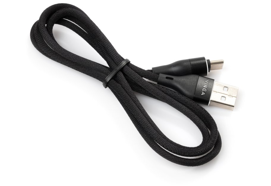 Дата кабель USB 2.0 AM to USB-C 1.0m cylindric nylon back Vinga (VCPDCTCCANB1BK)