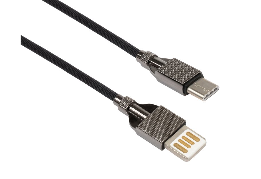 Дата кабель USB 2.0 AM to Type-C 1.0m 2-sides usb nylon black Vinga (VCPDCTC2SNB1BK)