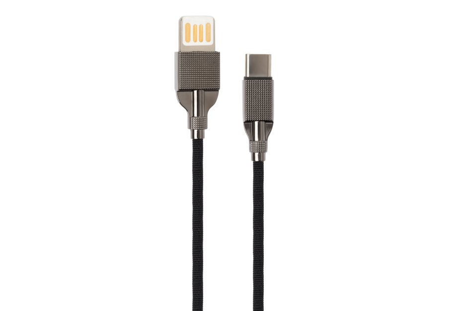 Дата кабель USB 2.0 AM to Type-C 1.0m 2-sides usb nylon black Vinga (VCPDCTC2SNB1BK)