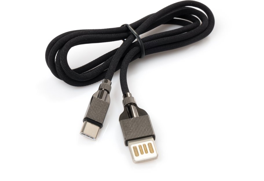 Дата кабель USB 2.0 AM to Type-C 1.0m 2-sides usb nylon black Vinga (VCPDCTC2SNB1BK)