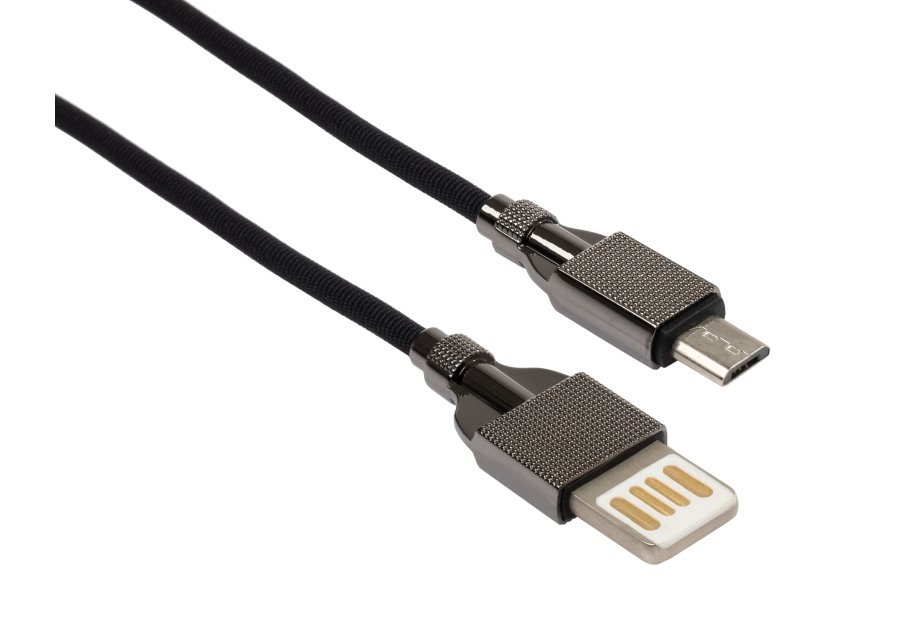 Дата кабель USB 2.0 AM to Micro 5P 1.0m 2-sides usb nylon black Vinga (VCPDCM2SNB1BK)