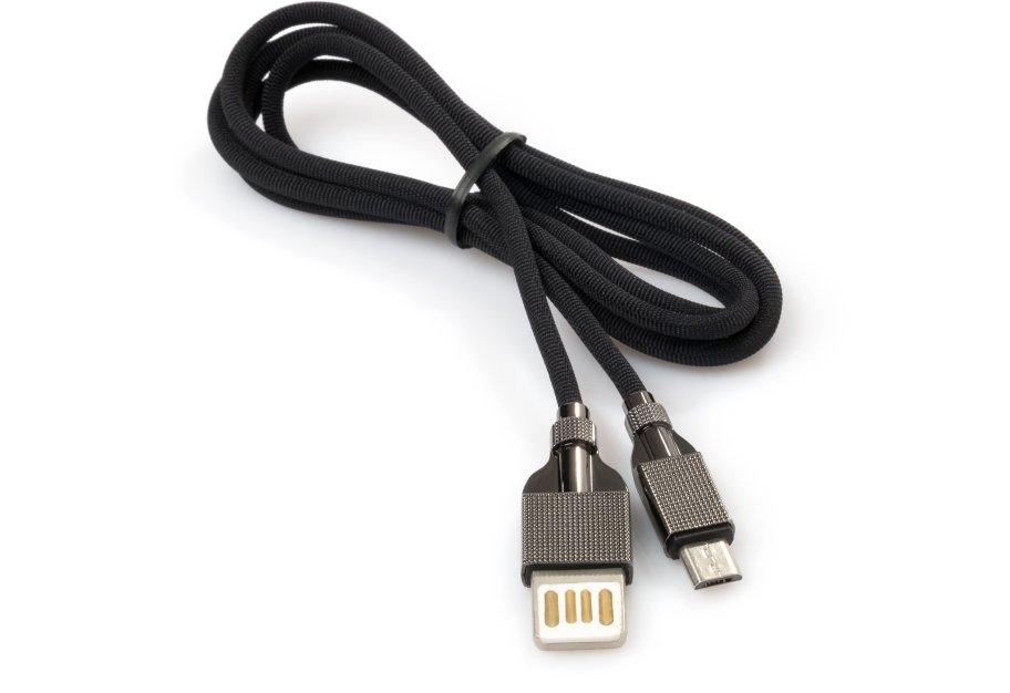 Дата кабель USB 2.0 AM to Micro 5P 1.0m 2-sides usb nylon black Vinga (VCPDCM2SNB1BK)