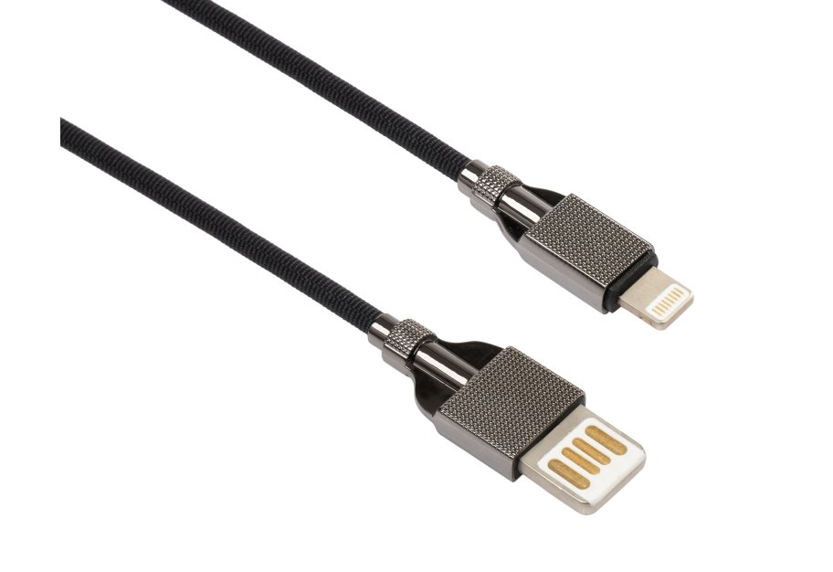 Дата кабель USB 2.0 AM to Lightning 1.0m 2-sides usb nylon black Vinga (VCPDCL2SNB1BK)
