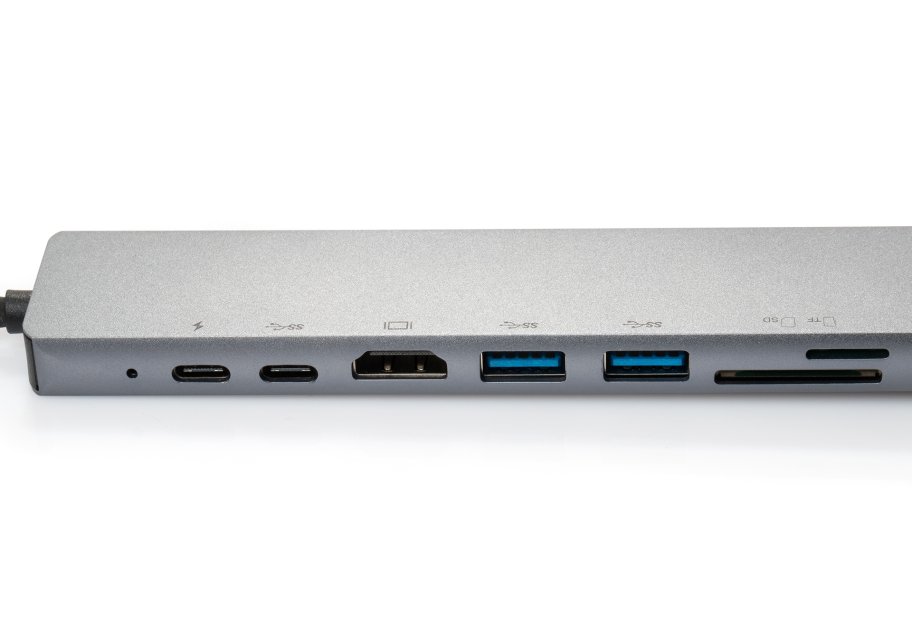 Концентратор Vinga Type-C to 4K HDMI+2*USB3.0+GigabitLAN+SD+PD+USB-C SS aluminium (VCPATC2U3CRLNHIPDGR)