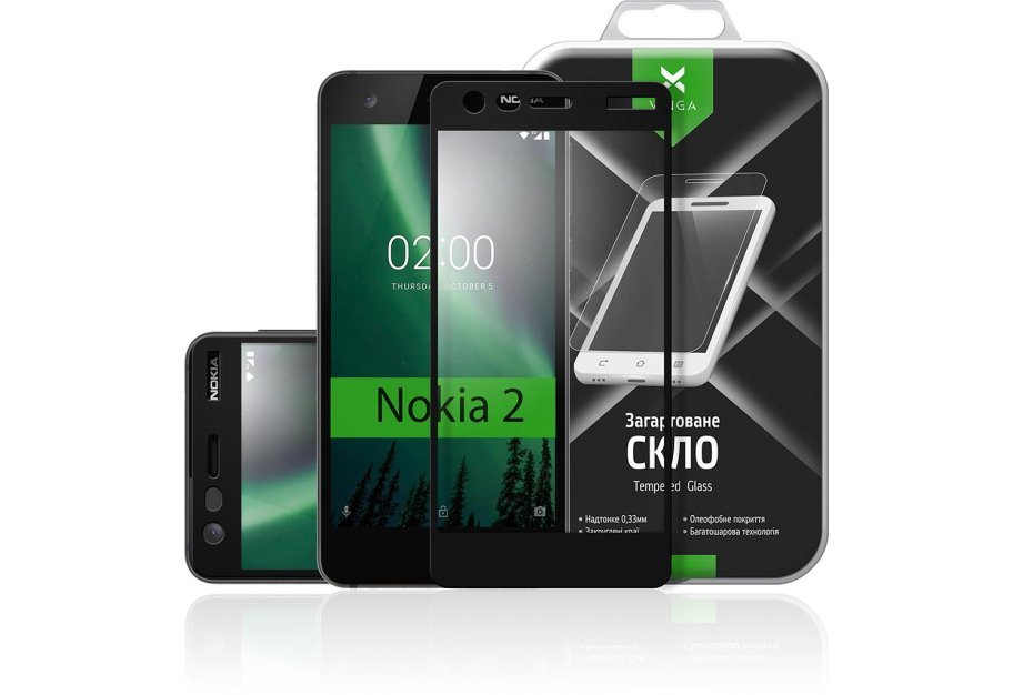 Скло захисне Vinga для Nokia 2 Black (VTPGS-N2B)