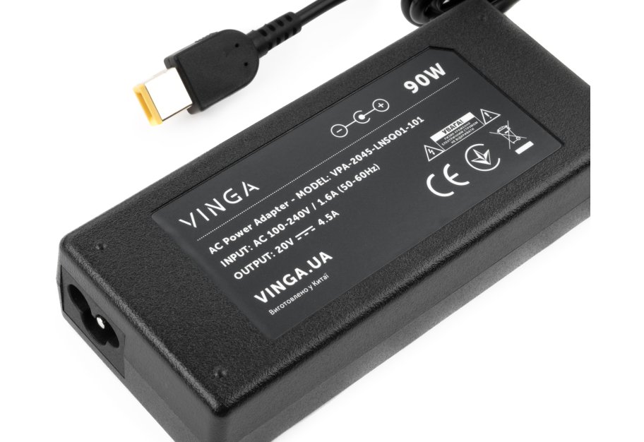 Блок живлення до ноутбуку Vinga Lenovo 90W 20V 4.5A square (VPA-2045-LNSQ01-101)