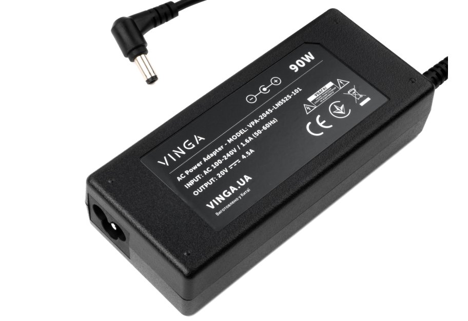 Блок живлення до ноутбуку Vinga Lenovo 90W 20V 4.5A 5.5*2.5 (VPA-2045-LN5525-101)