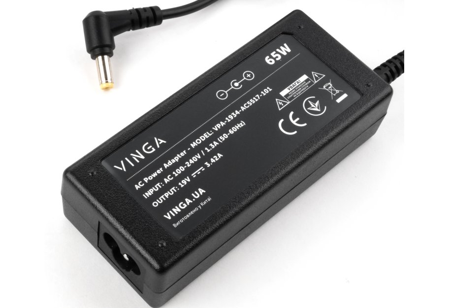 Блок живлення до ноутбуку Vinga ACER 65W 19V 3.42A 5.5*1.7 (VPA-1934-AC5517-101)