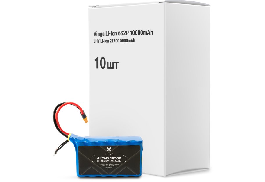Акумуляторний блок Vinga Li-Ion 6S2P 10000mAh коробка 10 шт (JHY Li-Ion 21700 5000mAh) (V6S2P-10PCS-10000MAH)