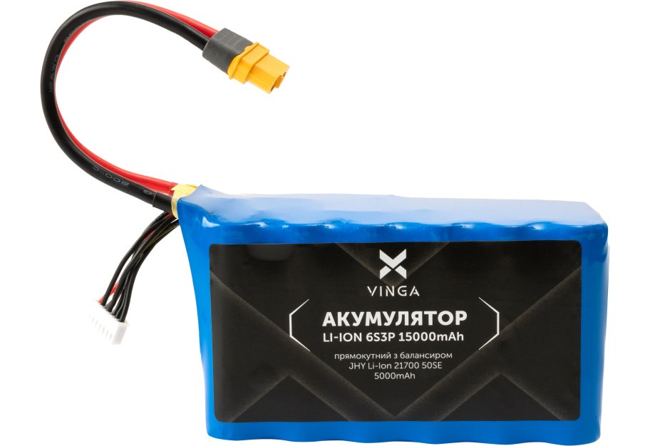 Акумуляторний блок Vinga Li-ion 6S3P 15000mAh з балансиром (JHY Li-Ion 21700 5000mAh) (V6S3P-5000)