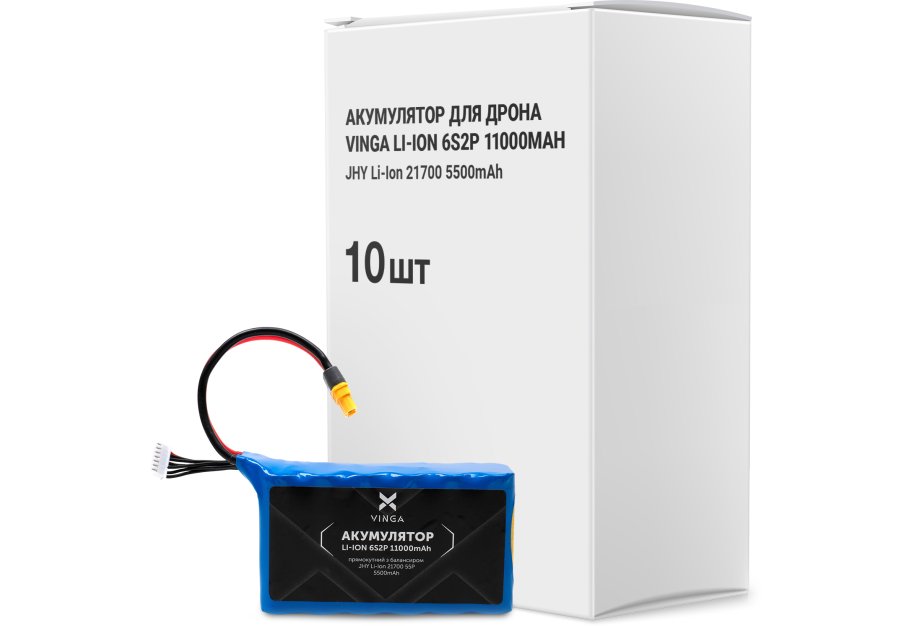 Акумуляторний блок Vinga Li-Ion 6S2P 11000mAh коробка 10 шт (JHY Li-Ion 21700 5500mAh) (V6S2P-10PCS-11000MAH)