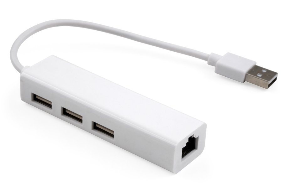 Концентратор Vinga 3xUSB2.0 + RJ45 100Mbps (VCP2H3USB2LANWH)