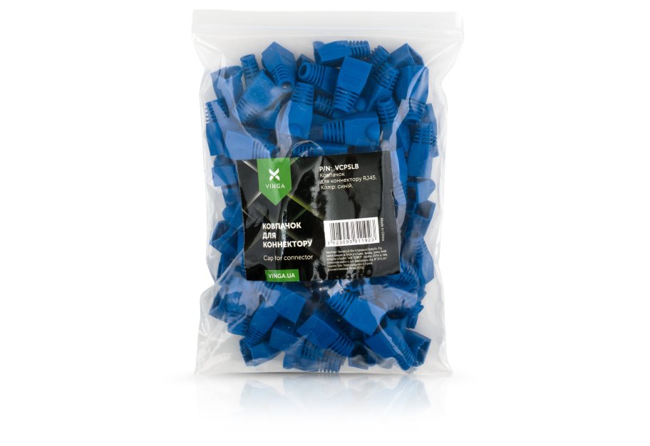 Ковпачок конектора Vinga RJ45 blue (VCPSLB)