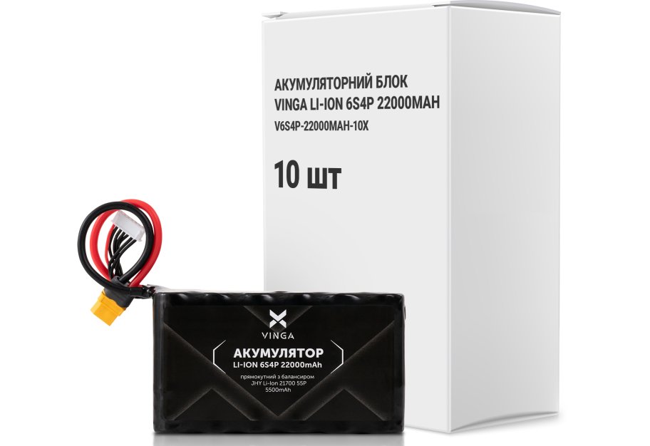 Battery pack Vinga Li-Ion 6S4P 22000mAh коробка 10 штук (V6S4P-22000MAH-10X)