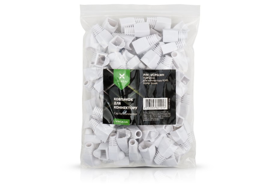 Ковпачок конектора Vinga RJ45 white (VCPSLWH)