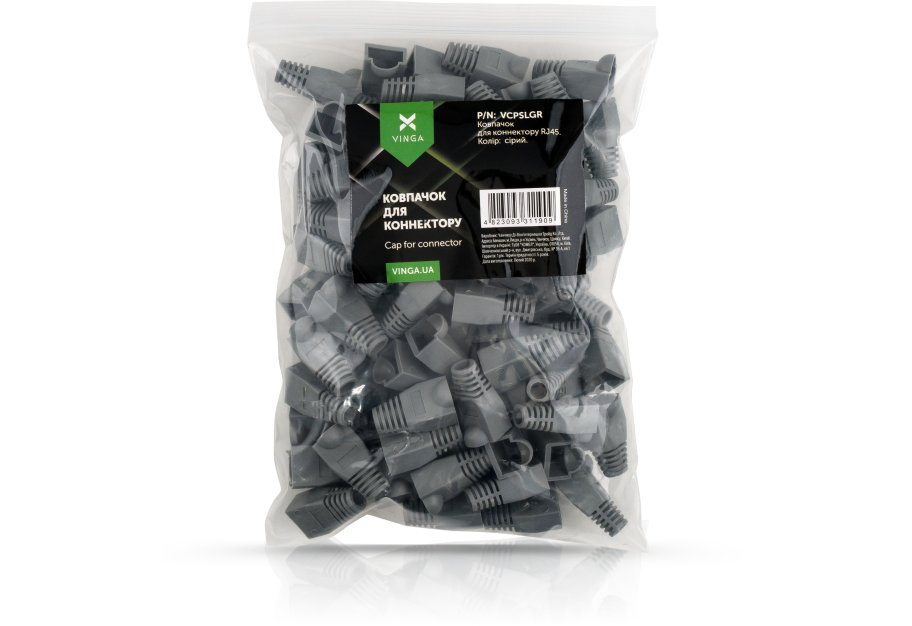 Ковпачок конектора Vinga RJ45 grey (VCPSLGR)