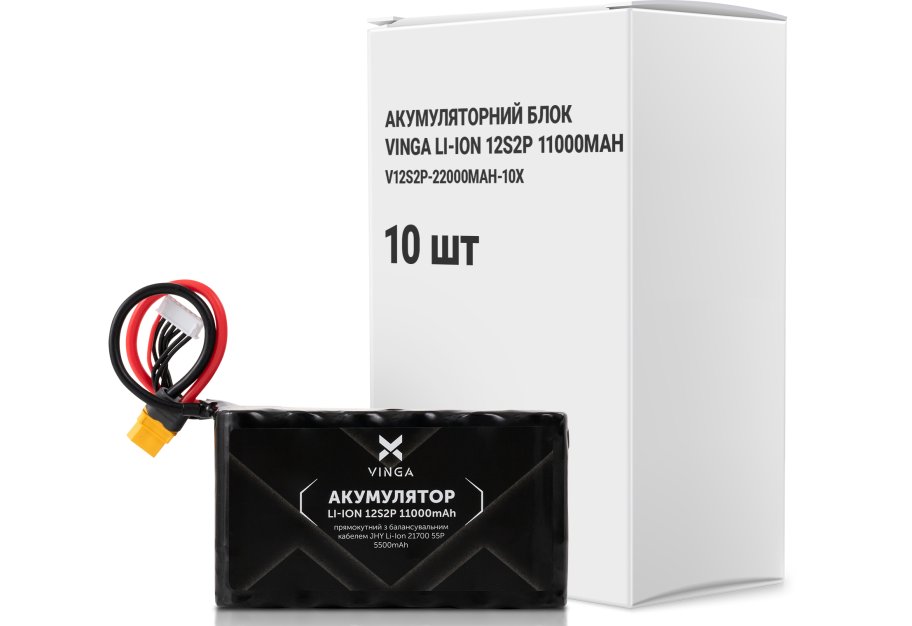 Акумуляторний блок Vinga Li-Ion 12S2P 11000mAh коробка 10 штук (V12S2P-22000MAH-10X)