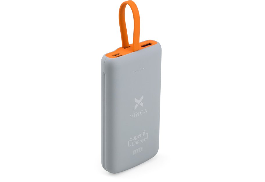 Батарея універсальна Vinga 10000 mAh SuperQC soft touch w/cable 22.5W dark grey (VPB1SQSCDG)