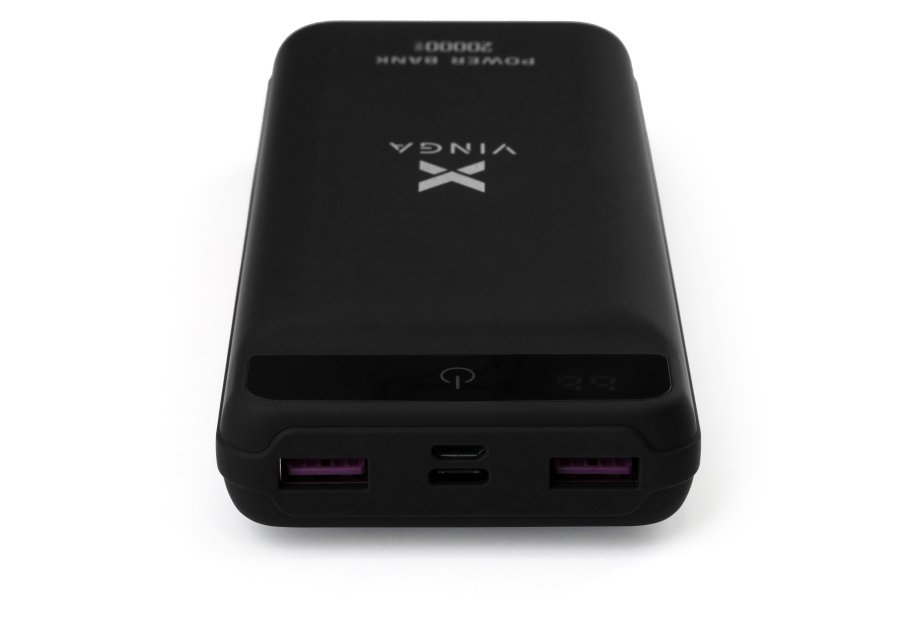 Батарея універсальна Vinga 20000 mAh QC3.0 Display soft touch black (VPB2QLSBK)