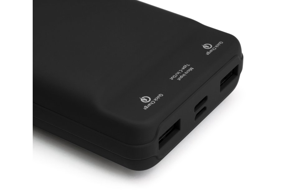 Батарея універсальна Vinga 20000 mAh QC3.0 Display soft touch black (VPB2QLSBK)
