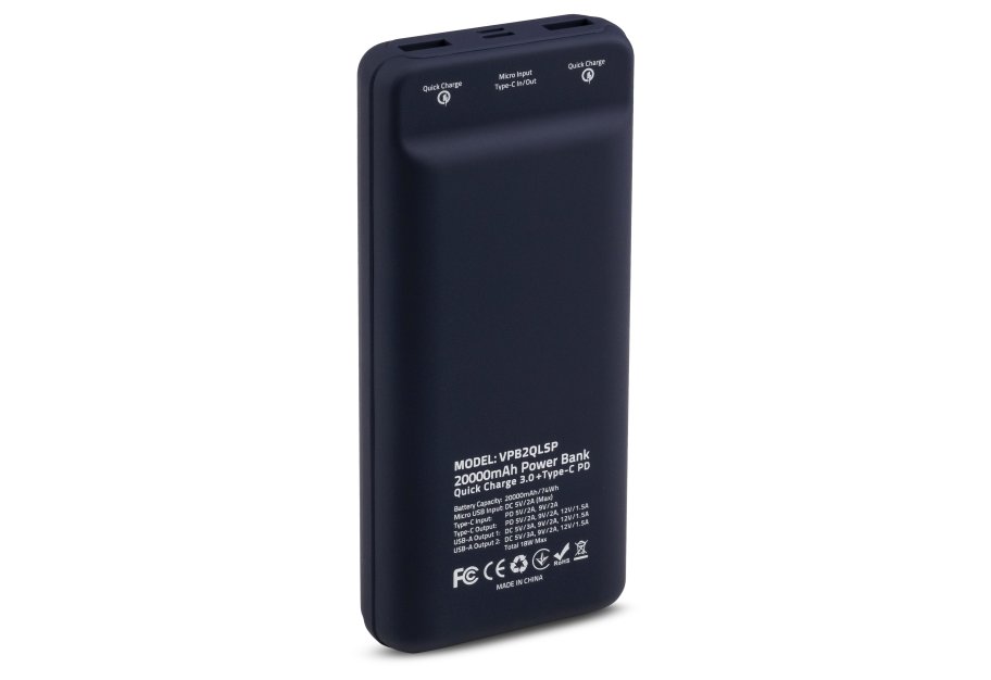 Батарея універсальна Vinga 20000 mAh QC3.0 Display soft touch purple (VPB2QLSP)