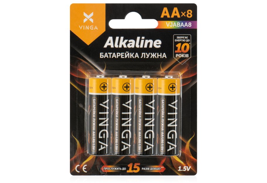Батарейка AA LR6 Alkaline 8pcs Blister Vinga (VJABAA8)