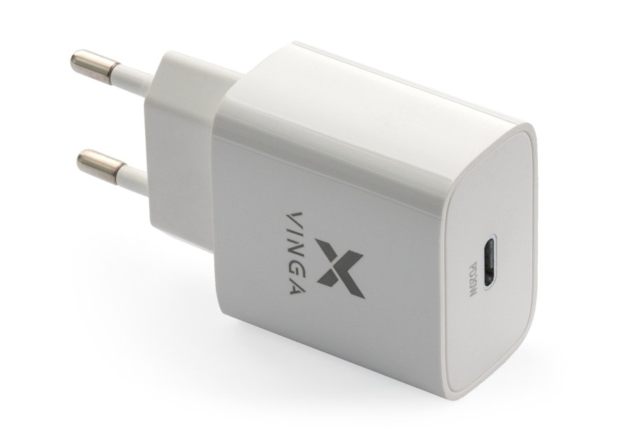 Зарядний пристрій Vinga PD Type-C 20W Charger white (VWCPDC)
