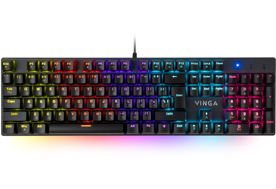 Клавіатура Vinga KBGM-100 LED Blue Switch USB Black (KBGM-100 Black)
