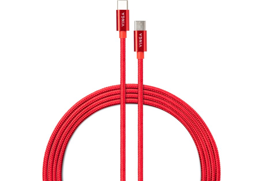 Дата кабель USB-C to USB-C 1.0m 60W Nylon Red Vinga (VCDCCCM531)