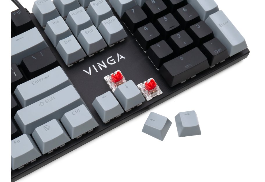 Клавіатура Vinga KBGM-090 LED Red Switch USB Grey/Black (KBGM-090R Grey/Black)