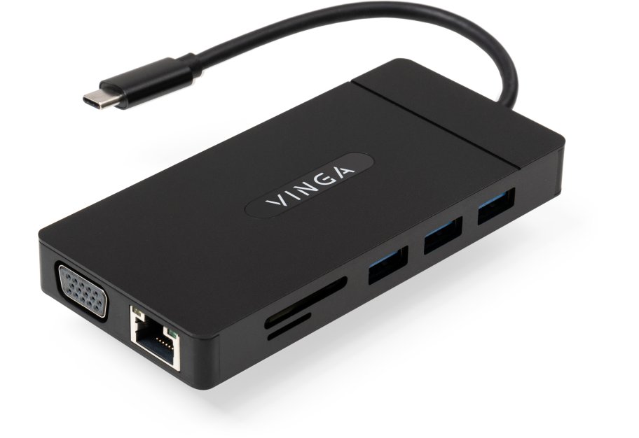 Концентратор Vinga USB-C 3.1 to VGA+HDMI+RJ45+3xUSB3.0+USB2.0+SD/TF+PD100W+Audio (VHYC10)