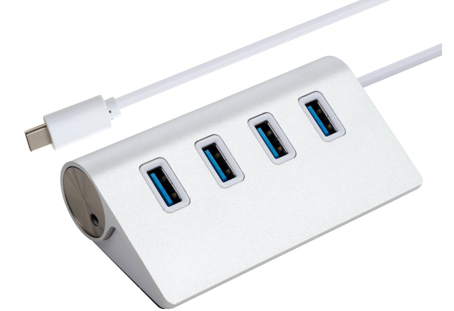 Концентратор Vinga Type-C to 4*USB3.0 1.0m cable aluminium (VCPHCU304)