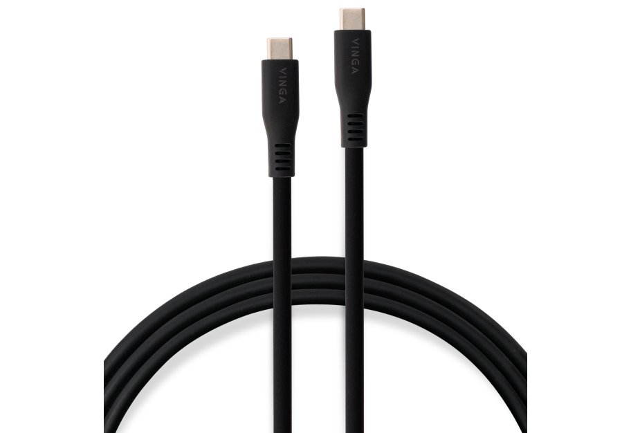Дата кабель USB-C to USB-C 1.2m UBS3.2 Gen2 10G 100W Chip Silicon Black Vinga (VCPDCCC31012SB)
