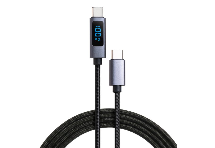 Дата кабель USB-C to USB-C 2.0m 100W LCD Display Nylon Black Vinga (VYDCCC22100D)