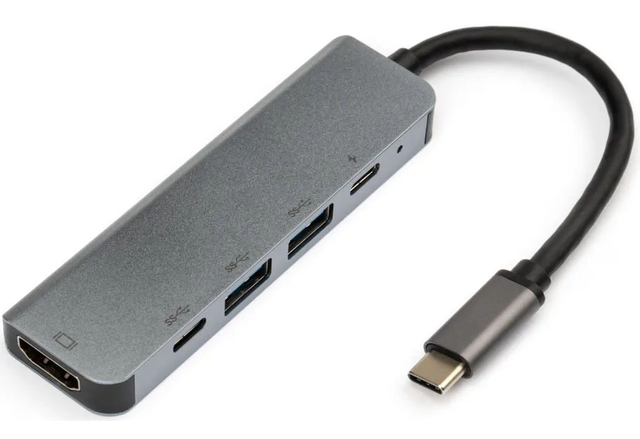 Концентратор Vinga Type-C to 4K HDMI+2*USB3.0+PD+USB-C 3.1 Gen1 aluminum (VCPHTC5AL)