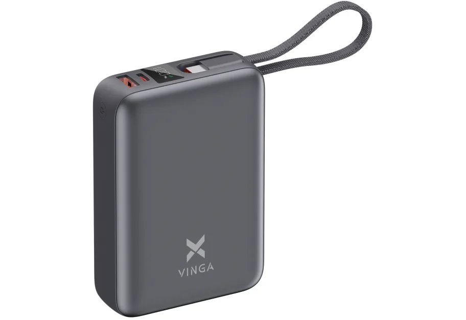 Батарея універсальна Vinga 20000 mAh 45W Display Cable (VPBB2045C)