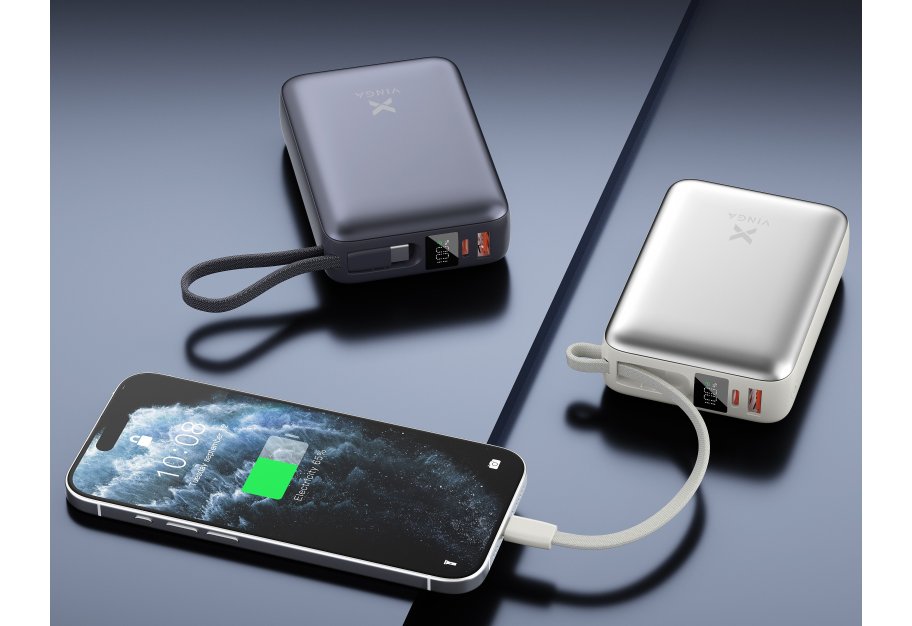 Батарея універсальна Vinga 20000 mAh 45W Display Cable (VPBB2045C)