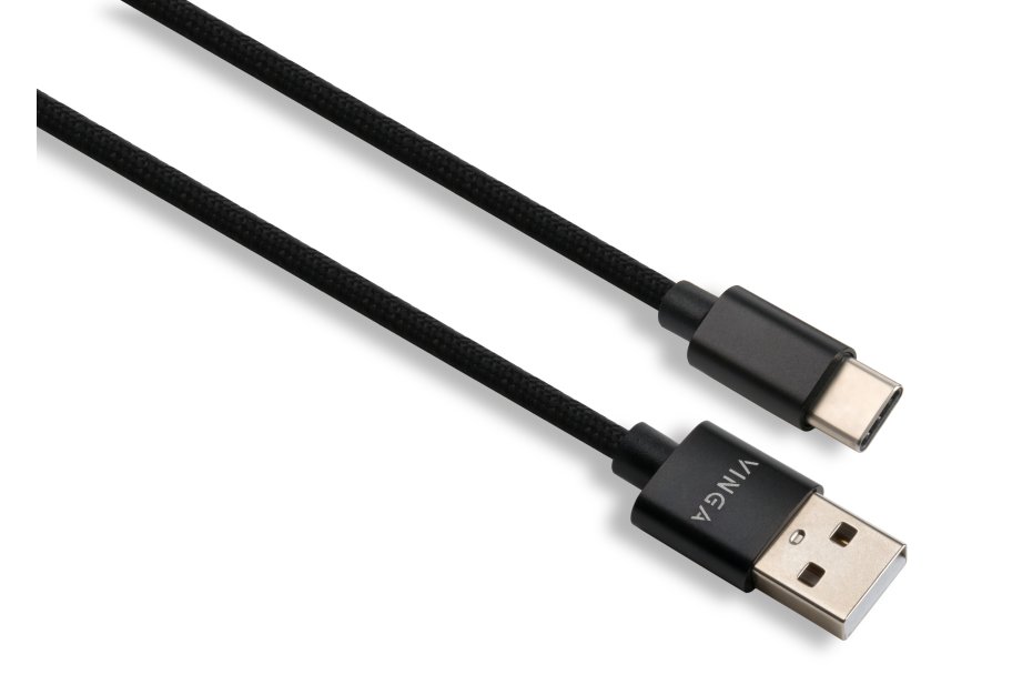 Дата кабель USB 2.0 AM to USB-C 1.0m nylon black Vinga (VCPDCTCNB1BK)